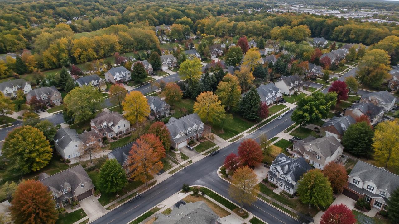 Aerial view of a Michigan suburban neighborhood where comparable sales come from